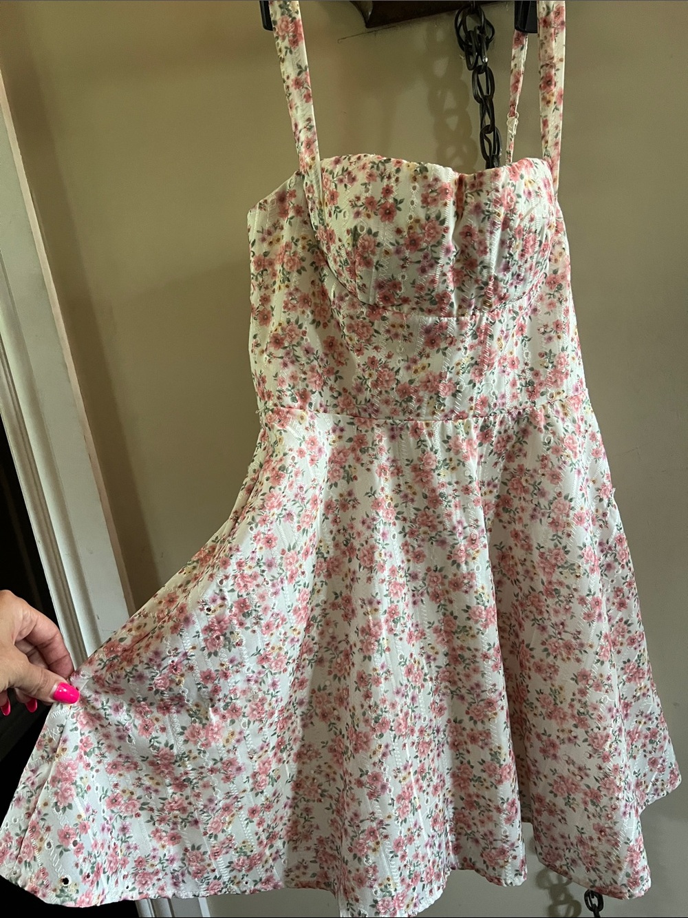 BeBop White Dress with Pink Floral Print
